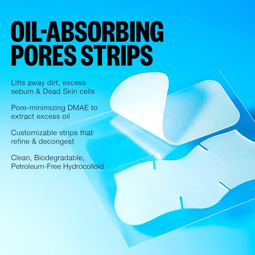 PEACE OUT Pore Strips for Nose and Face, Oil Absorbing Hydrocolloid Blackhead Remover, Pore Minimizing Strips with Retinol, Multi-Use Face Strips for Clogged Pores, 8 Count