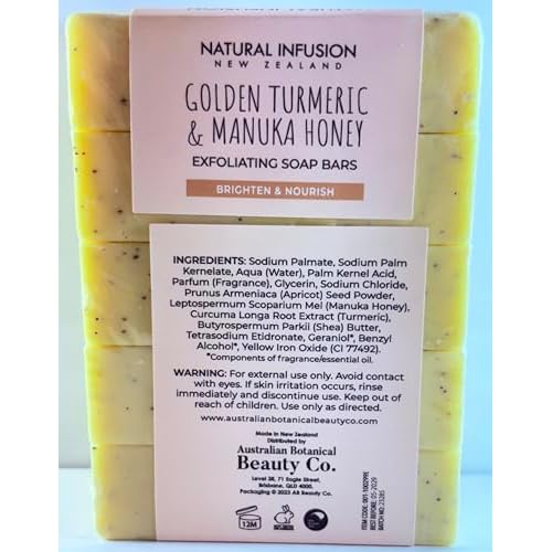 Natural Infusion Golden Turmeric & Manuka Honey Exfoliating Soap Bars, 5 Pack, 17.6 oz.