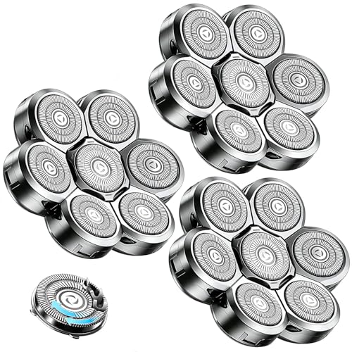 7 Head Shaver Replacement Heads for Freebird Bald Men, Head Shavers for Men,Shaver Replacement Blades for Rotary Shavers (Silver/3count)