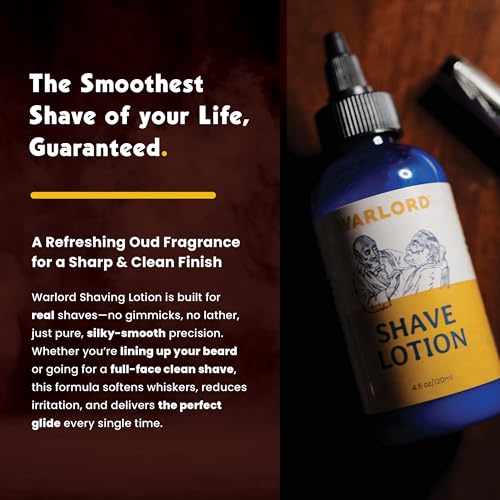 Warlord Shave Lotion ? Silky Smooth Razor Glide, Whisker Softening for a Closer Shave, Transparent No-Foam Formula for Precision, Southern Tobacco Scent, Men¡¯s Shaving Cream Alternative, 4oz