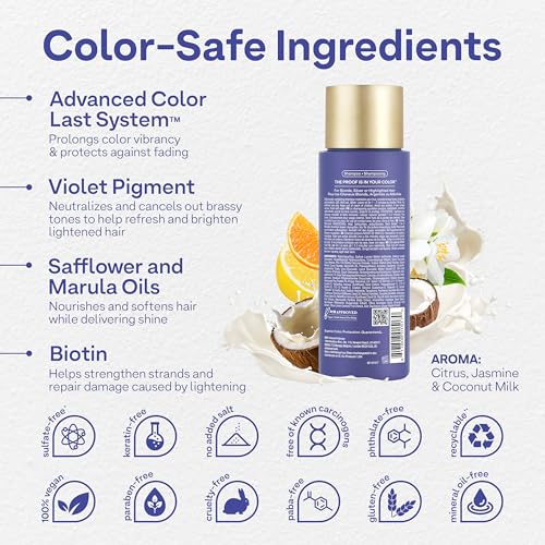 Colorproof Daily Blonde Shampoo 8.5 Fl. Oz. Sulfate Free Shampoo for Blonde Color Treated Hair with Citrus, Jasmine & Coconut Milk Scent for Cleansing & Toning