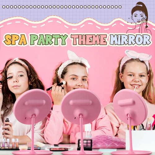6 Pcs Spa Party Mirror Spa Party Supplies Sleepover Favors Accessory Make up Table Mirror for Sleepover Slumber Birthday Favors Adult Women Gift(Pink)