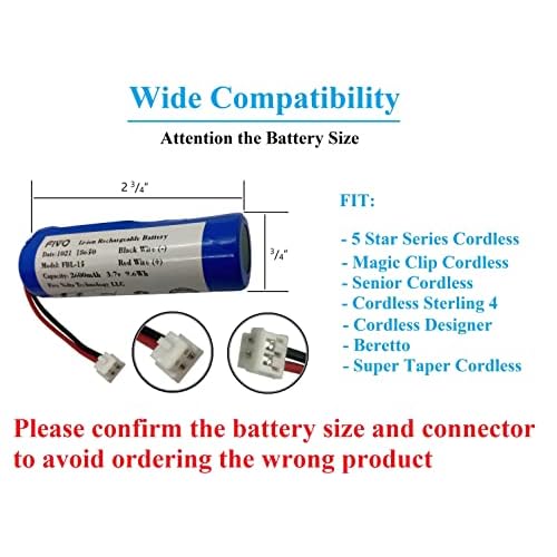 FIVO Replacement Battery for Wahl Clipper 5 Star Magic Clip Cordless, Senior Cordless, Sterling 4, Lithium Ion Cordless, Designer, Beretto, Super Taper Cordless, 93837-001, 3.7V 2600mAh