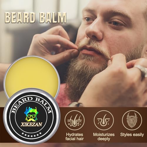 XIKEZAN Beard Kit for Men Grooming & Care Set w/2 Pack Beard Serum, Wash, Oil, Balm, Comb, Brush, Scissor, Bag, EBook, Unique Birthday Gifts for Men Him Dad Husband Brother Christmas Stocking Stuffers