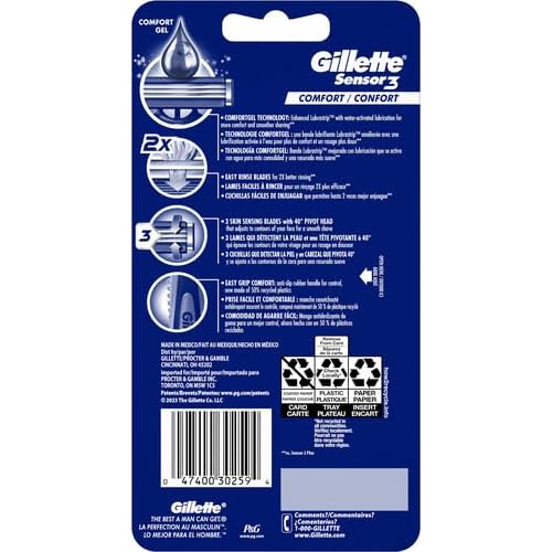 Gillette Sensor3 Comfort, 8 Count | Disposable | For Men | Lubrastrip | Pack of 2