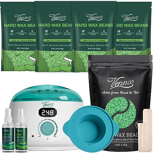 Digital Waxing Kit Bundle 2.5lb Aloe Hard Wax Beads For Hair Removal At Home For Sensitive Skin