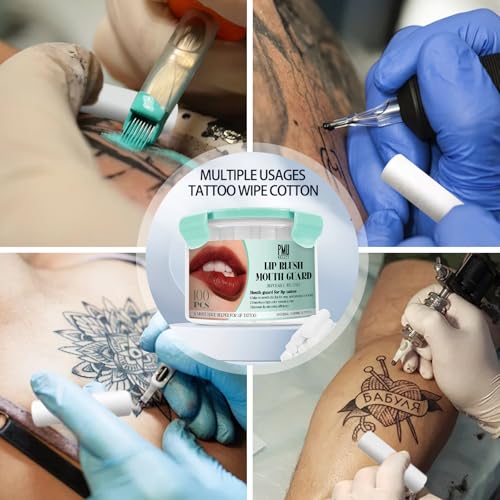 100pcs Cotton Lip Tattoo Stretching Stick for Easy and Precise Coloring, Enhancing Color, Blushing PMU Supplies, Cleaning Wipes