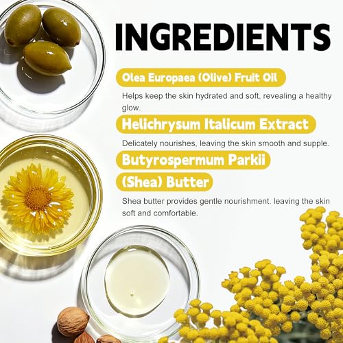 Helichrysum Balm Natural Moisturizing Balm with Helichrysum Essential Oil, Organic Olive Oil & Shea Butter, Soothing & Hydrating Skin Care for Face, Hands & Body, 1.76oz / 50g