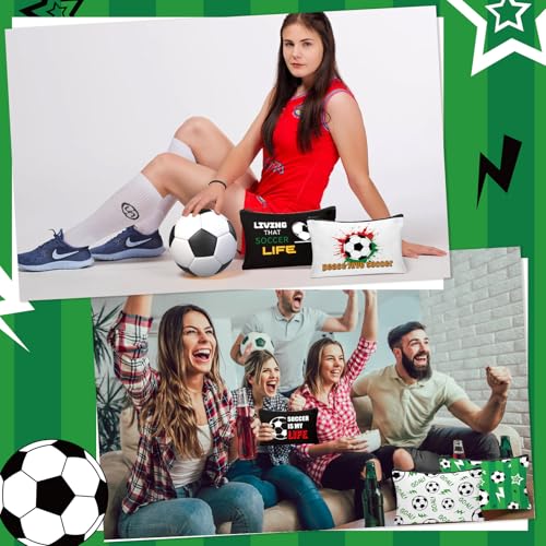 30Pcs Soccer Makeup Bags Soccer Cosmetic Bag Accessories for Women Travel Toiletry Pouch for Lover Players Sports Team Valentine's Day Gifts