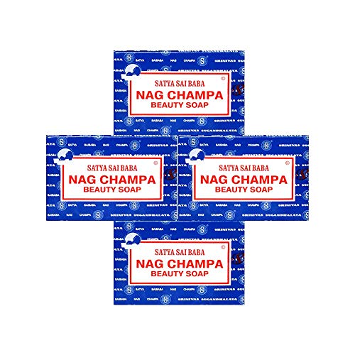 Satya Nag Champa: Sai Baba Natural Soap, Large, 150 g, 5 oz, 4 Piece