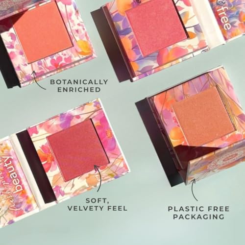 Honeybee Gardens Wildflower Blooming Blush, Vegan Pressed Powder, Natural Botanical Formula, 0.14oz (Primrose)