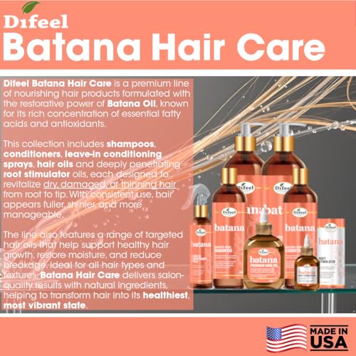 Difeel Batana Shampoo 12 Ounces - Strengthening Sulfate Free Shampoo for Thicker, Smoother and more Manageable Hair
