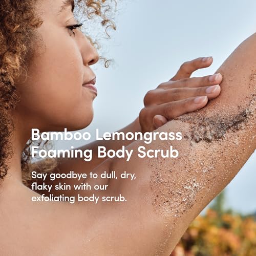 LATHER - Bamboo Lemongrass Foaming Body Scrub, 8 oz - Moisturizer & Exfoliating Body Scrub - Safe for Sensitive Skin - Almond Protein, Fruit, Aloe, Sea Salt - Vegan & Cruelty Free - Beauty & Skin Care