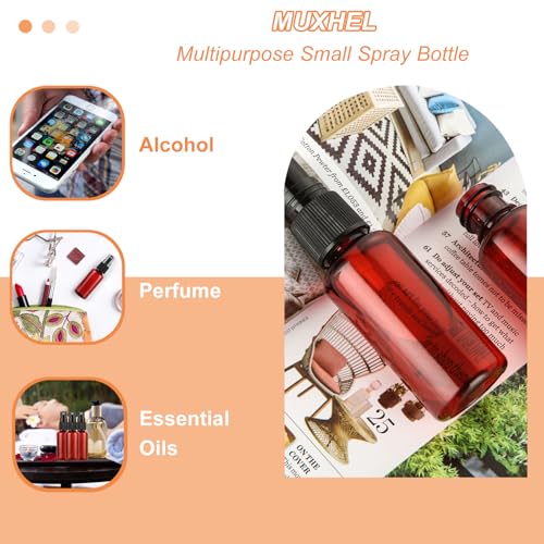 60 Pcs 1 oz Amber Spray Bottles with Sticker and Funnel, Anti-UV Fine Mist Mini Spray Bottles, Refillable Small Spray Bottle Travel Spray Bottle for Essential Oils and Various Liquids