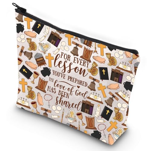 G2TUP Sunday Church Teacher Gift Christian Teacher Appreciation Cosmetic Bag For Every Lesson You've Prepared the Love of God