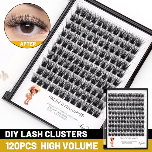 False Eyelash, Wide Cluster D Curl Individual Eyelashes Extension, 120pcs Per Pack, Various Lengths, Soft, Comfortable, Cruelty Free, Synthetic