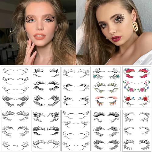 Eye shadow Tattoo Sticker, 60pcs Temporary Eye Tattoo Makeup Transfer Stickers Eyeliner Eyeshadow Sticker (Black)