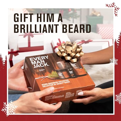 Every Man Jack Men's Aged Bourbon Beard Kit Holiday Gift Set, Face Wash, Beard Butter and Beard Oil