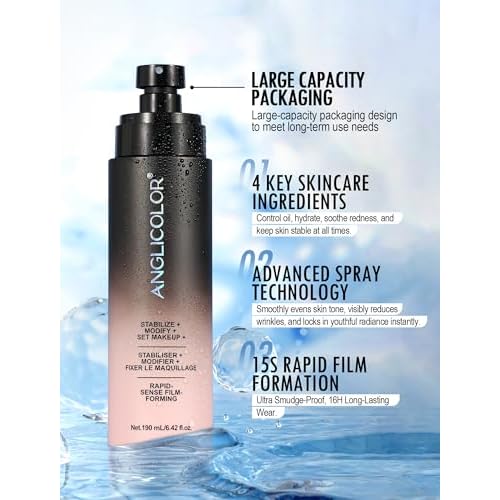 Anglicolor Setting Spray,Matte Finish,Hydrating,Long-Lasting Face Ultra Fine Mist for up to 16HR Wear,Vegan & Cruelty-Free