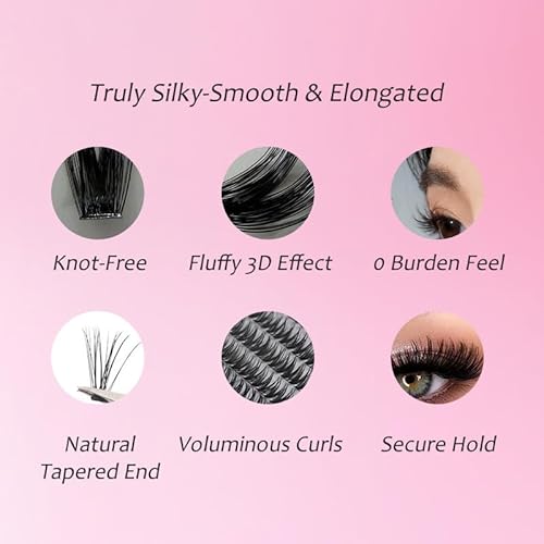 Lash Clusters Kit & NESCAT Lash Clusters with Natural & Wispy Eyelash Clusters,Fluffy Manga Anime Fairy Style,Bottom LashClusters, C Curl Self Adhesive Lash Clusters with Lash Glue(WM3)
