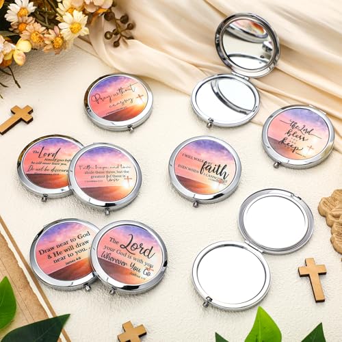 RattanView 18 Pcs Christian Gifts for Women Bible Verse Compact Mirrors Religious Gifts Inspirational Pocket Mirror for Mother Women Friends