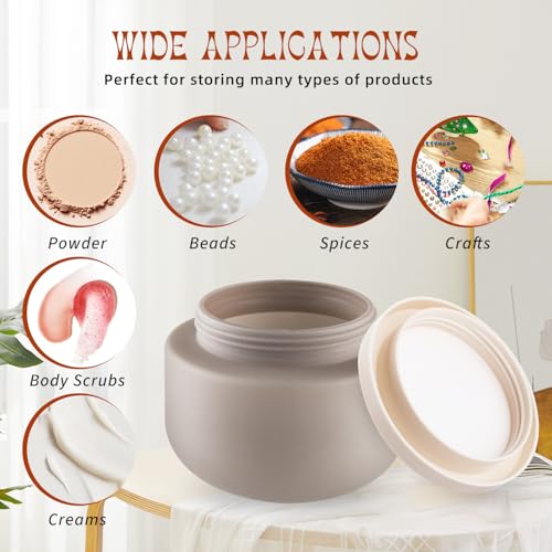 6 Pcs 8oz/250g Empty Plastic Jar Wide Mouth Cosmetic Container With Lids Refillable Travel Storage Container For Lotion Cream Body Butter Powder Ointments Samples Beauty Products etc (Grey)