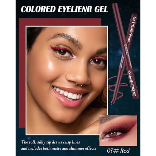Burgundy Matte Gel Eyeliner Pencil Waterproof, Metallic Retractable Cream Smooth Eye Liner Pencils, Long Lasting Waterline Hypoallergenic Precision Eyeliner Pencil, Smudge-Proof Makeup for Women-07