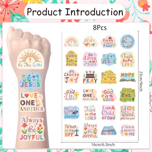 Christian Temporary Tattoos Gifts - 192PCS Christian Bible Verse Tattoos Temporary for Party Favors Gifts Decorations Supplies God Bless Fake Face Tattoos