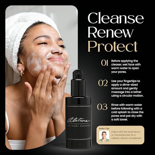 Alitura Pearl Facial Cleanser for Men & Women 100 ml ? Anti-Aging Face Wash with Marine Collagen, Sea Kelp & Organic Botanicals ? Hydrating Gentle Exfoliant for Clear, Smooth Skin ? 3.4 oz Travel Size