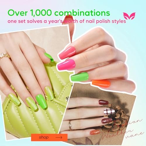 Morovan Nail Polish Set Fingernail: 2026 Spring Summer Gift 45PC Nail Polish Kit with 2-in-1 Base Top Coat Bright Air Quick Dry Glitter Regular Pack Finger Nail Art DIY Home for Women Girls 0.27 FIoz