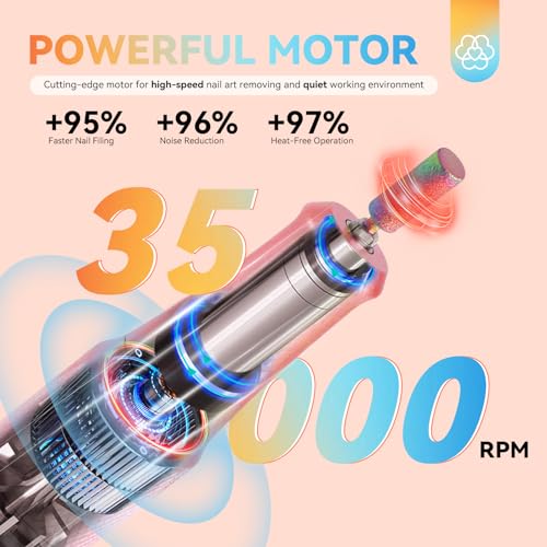 SAVILAND Electric Nail Drill Professional: 35000RPM PRO Nail Drill Kit with Clear Nude Nail Extension Kit