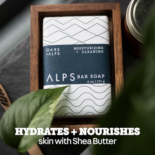 Oars + Alps Exfoliating & Moisturizing Bar Soap for Men, Deep Cleaning Soap, Clean Ingredients, All Skin Types, Shea Butter, Jojoba Oil, 6pk