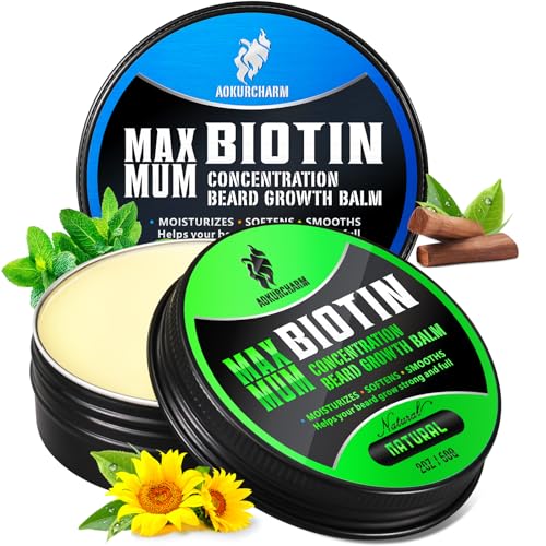 2 Pack Beard Balm for Men ? Sandalwood & Unscented ? Biotin Beard Conditioner for Softening, Styling & Supporting Beard Growth ? Gift Set for Father¡¯s Day, Anniversaries & Christmas