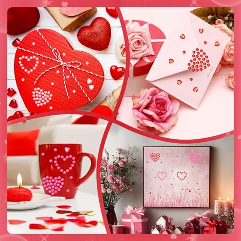 6 PCS Heart Self Adhesive Face Gems Stickers Valentine's Day Rhinestones Face Jewel for Women Festival Heart Accessories Stickers for Craft