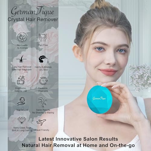 Crystal Hair Eraser,Upgraded Crystal Hair Remover Diamond,Painless and Effective Nano Glass Hair Removal Stone and Skin Exfoliation,Natural Epilator for Women and Men(Ocean Blue)