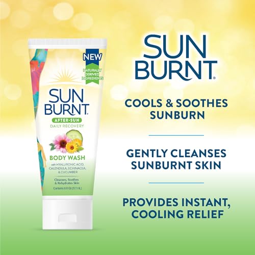 Sunburnt After Sun Body Wash ? Cooling Cleanser with Hyaluronic Acid, Calendula, Echinacea & Cucumber ? Soothes Sunburn, Hydrates & Calms Skin ? Sulfate & Paraben Free, 6 oz