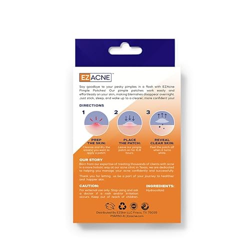 EZACNE¢â Extra Large Pimple Patches for Body ? Large Hydrocolloid Acne Patches for Back, Face, Forehead, Chin, Neck, Shoulders ? Big Zit Patch for Breakouts (5 Count)