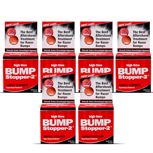 High Time Bump Stopper 2 Double Strength Ingrown Hair Cream | Aftershave Lotion for Men and Women | Razor Bump Balm | 0.5 OZ (6 Pack)