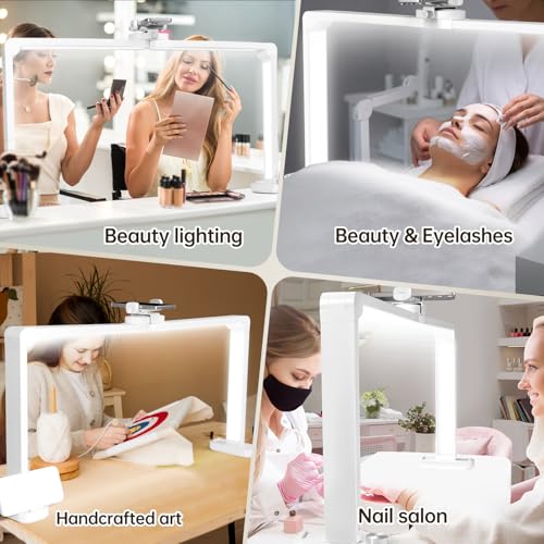 AORAEM 34" Foldable Half Moon LED Nail Lamp, 456LEDs 3350LM Half Moon Light for Nails with Phone Holder, 3 Color Modes 3000K-6000K Professional Manicure Lamp for Nail Tech Salon