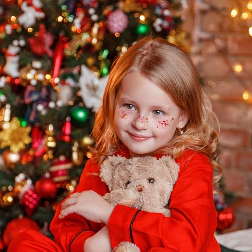 12Pcs Christmas Face Freckles Tattoo Stickers,Glitter Tattoos Face Stickers Waterproof Freckles Makeup Patches,Snowflake Glitter Freckles Stickers Temporary Tattoos for Festival Rave Christmas Party