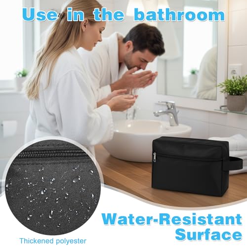 SHENLIU 16 Pcs Men's Toiletry Travel Bag, 8.7 x 6.1 x 2.56 inches Large Water Resistant Shaving Bag Hanging Cosmetic Bags with Divider Handle Foldable Makeup Travel Pouch Toiletry Organizer