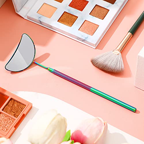 Jetec 2 Pieces Lash Mirror Eyelash Extension Mirror Half-moon Shape Lash Mirror 1.96 inch Stainless Steel Eyelash Mirror Tool Large Eyelash Inspection Mirror for Women Girls Makeup Supplies