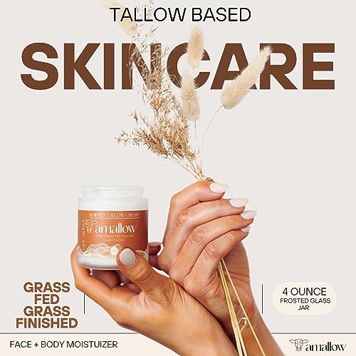 Amallow 100% Grass Fed Beef Tallow Skincare & Lip Balm Set - Whipped Moisturizer for Face & Body (Clean Cloud) + All Natural Tallow Lip Balm (Vanilla Dream)