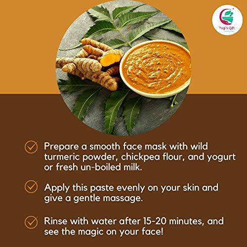 100% Pure Wild Turmeric Powder For Face | 8 Oz (227 grams) | Kasturi Manjal | Curcuma Aromatica | Amba haldi | Promotes Glowing Skin | By Yogi's Gift¢ç