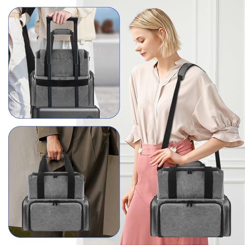 Nail Polish Organizer Case, Nail Kit Bag, Holds 70 Bottles, 2 Removable Pouches and Tool Storage, Nail Polish Carrying Case Gift for Manicurists, Grey