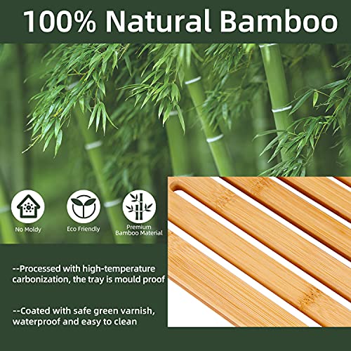Bathtub Tray Ohuhu Premium Bamboo Bathtub Caddy Tray Expandable Foldable Bath Tray with Anti-Slip Grips Soap Wine Phone Holder Mothers Day