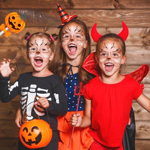 HOWAF 6 Sheets Halloween Deer Full Face Tattoos, Reindeer Face Stickers for Adults Man or Women Halloween Deer Costume Accessories, Elk Face Decals Fawn Horn Temporary Tattoos