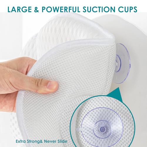 SQLHM Bath Pillows for Tub, Luxury Bath Pillow for Neck and Back Support - with Comfortable Breathable Cotton 6 Non-Slip Suction Cup Bathtub Accessories - Spa Bath Mat Gifts for Women
