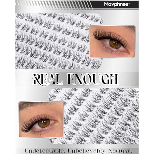 Clear Band Lash Clusters Kit Natural Cluster Eyelash Extensions Kit Wispy Individual Lashes CC-Curly Cluster Lashes Venus Eyelash Clusters Lash Bond and Seal Easy DIY Lash Kit (Velure, 8-16MM)