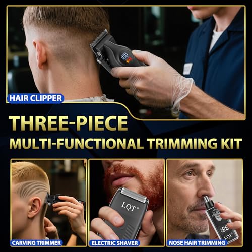 Hair Clippers for Men Cordless Clippers Set Professional Electric Beard and Mustache Trimmer for Men Foil Shaver Nose and Ear Hair Trimmer with Comb, Wrap, Bag, Men's Valentine¡¯s Day Gifts